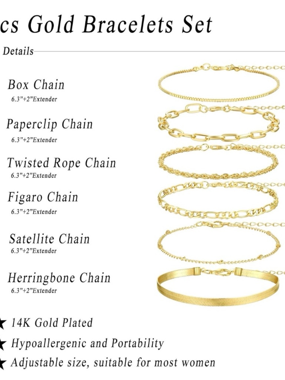 Stainless Gold Multi-Chain Bracelet Set - Picture 2 of 2